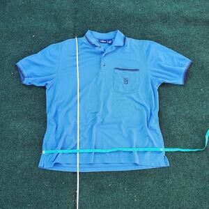 PGA TOUR Men’s Polo Shirt Blue Pocket Logo Golf Short Sleeve Large